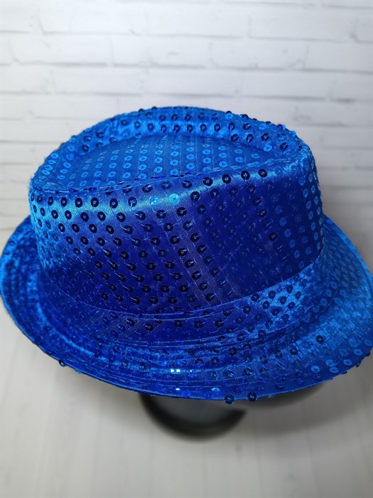 Карнавальная шляпа с пайетками, синяя, размер 58 - фото 5058