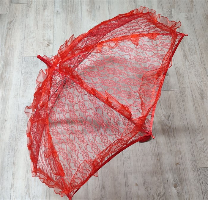 Зонт кружевной, красный, 75 см - фото 5478