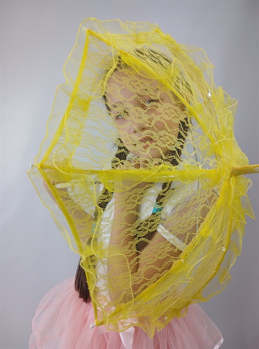 Зонтик детский кружевной, желтый, 54 см - фото 6291