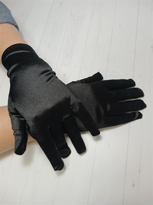 Перчатки атласные взрослые, черные - фото 6705