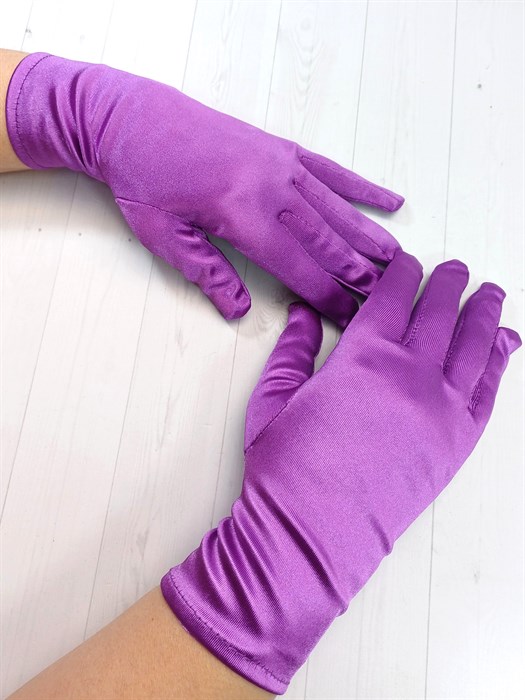 Перчатки атласные взрослые, фиолетовые - фото 7435