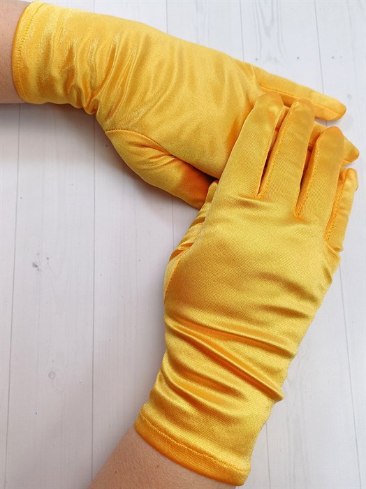 Перчатки атласные взрослые, светло-оранжевые - фото 7453