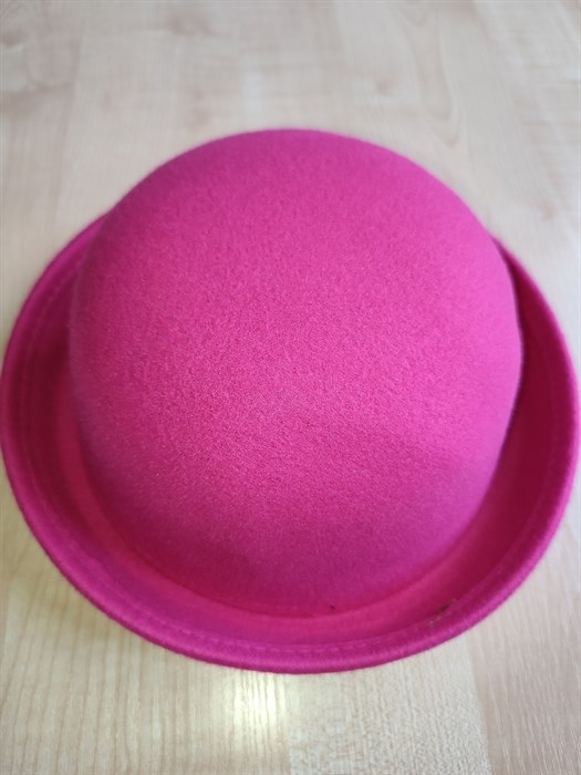 Шляпа котелок круглая, малиновый 57 - фото 9596