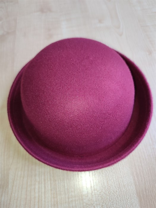 Шляпа котелок круглый, бордо, 54 - фото 9603