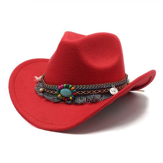 Шляпа ковбоя в западном этностиле, красная - фото 9620