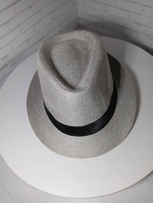 Шляпа "Соломенная" 58, светло бежевая с черной полосой - фото 9633