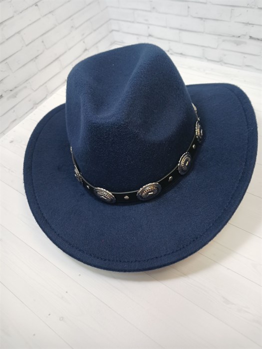 Шляпа с ободком Монеты, темно-синяя 57 - фото 9664