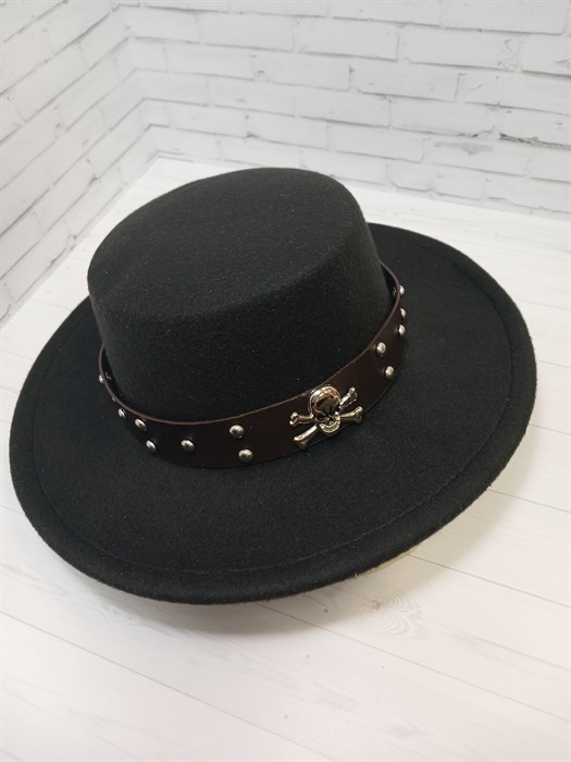 Шляпа Канотье ободок Череп, черная 58 - фото 9688