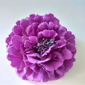 Заколка - брошь цветок Пион, диаметр 11 см,фиолетовый