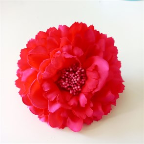 Заколка - брошь цветок Пион, диаметр 11 см, малиновый