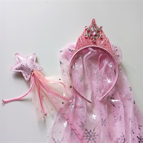 Ободок "Эльза" с фатой и "волшебной" палочкой,розовый