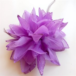 Цветок брошь с резинкой и заколкой, фиолетовый