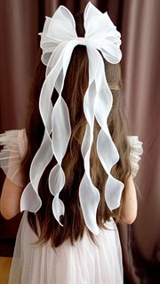 Лента-Бант для волос праздничный, белый