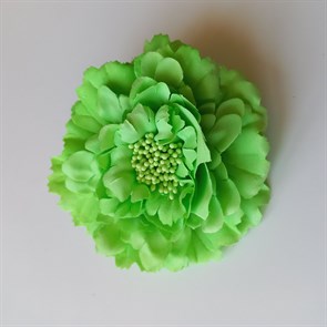 Заколка - брошь цветок Пион, диаметр 11 см, салатовый
