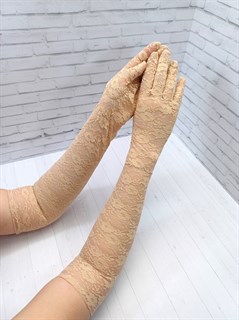 Перчатки гипюровые длинные 50 см бежевые