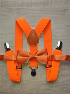 Детские однотонные подтяжки с бабочкой, светло-оранжевые 535-4