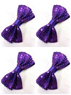 Комплект 4 шт, галстук-бабочка с пайетками, фиолетовая 512-11-м4