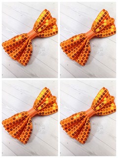 Комплект 4 шт, галстук-бабочка с пайетками, оранжевая 512-12-м4