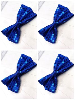 Комплект 4 шт, галстук-бабочка с пайетками, синяя 512-14-м4