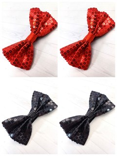 Комплект 4 шт, галстук-бабочка с пайетками, красная и черная 512-17-м4