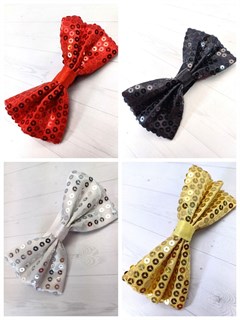 Комплект 4 шт, галстук-бабочка с пайетками, красная, черная, серебристая, золотистая 512-18-м4