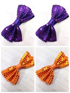 Комплект 4 шт, Галстук-бабочка с пайетками, фиолетовая и оранжевая 512-20-м4