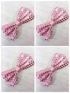 Комплект 4 шт, Галстук-бабочка с пайетками, розовая 512-24-м4