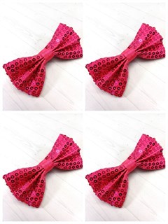 Комплект 4 шт, галстук-бабочка с пайетками, малиновая 512-25-м4