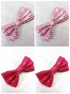 Комплект 4 шт, Галстук-бабочка с пайетками, малиновая и розовая 512-27-м4