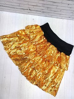 Юбка с пайетками с тремя ярусами, золотистая 856-01