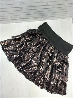 Юбка с пайетками с тремя ярусами, черная 856-02