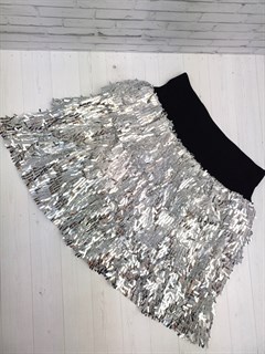 Юбка с пайетками с тремя ярусами, серебристая 856-03