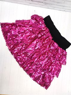 Юбка с пайетками с тремя ярусами, малиновая 856-04