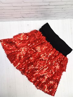 Юбка с пайетками с тремя ярусами, красная 856-05