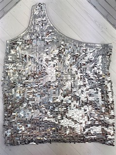 Косая майка с пайетками, серебристая 856-12