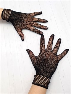 Перчатки сеточка Паутина, черные короткие 231-5