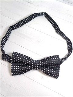 Галстук-бабочка детская с белыми точками, черная 522-26
