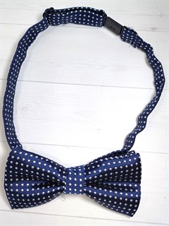 Галстук-бабочка детская с белыми точками, темно-синий 522-29