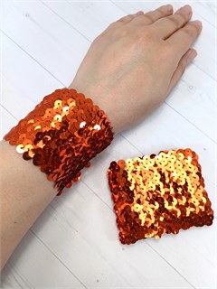 Комплект из 2-х браслетов с пайетками, оранжевый 439-32