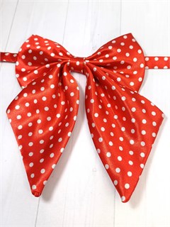 Галстук бант красный в горох 536-6