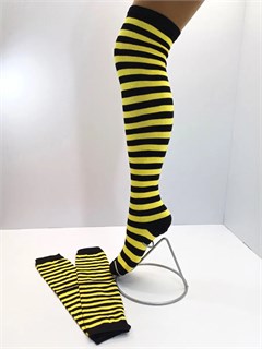 Комплект митенки и гольфы с широкой полосой, черно-желтые 752-62