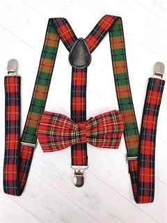 Подтяжки с бабочкой Шотландия, красный зеленый 541-22