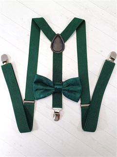 Подтяжки с бабочкой однотонные, изумрудные 532-88