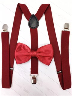 Подтяжки с бабочкой однотонные, бордовые 532-77