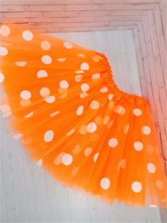 Юбка в белый горох, оранжевая 755-01