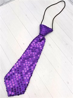 Галстук с пайетками 25 см, фиолетовый 512-54
