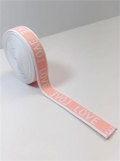 Резинка с рисунком LOVE 1 м, нежно-розовая 778-2