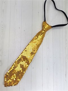 Галстук 35 см золотистый с пайетками 515-1