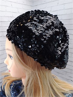 Карнавальный берет с пайетками, черный 316-1