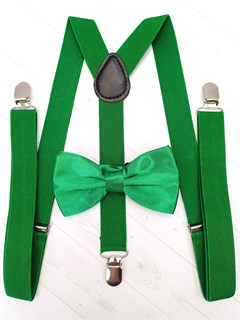 Подтяжки с бабочкой однотонные, зелёные 532-12